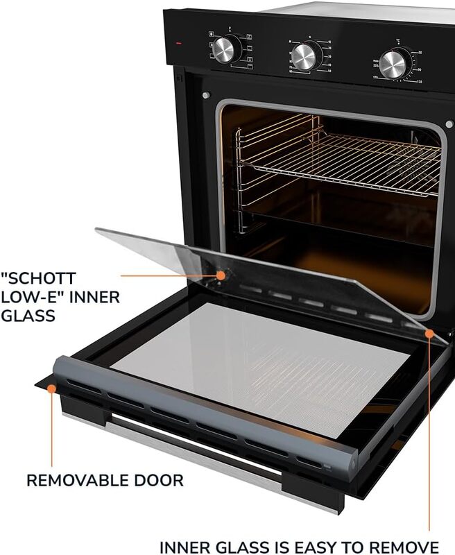 MILLEN Built In Electric Oven 7 Cooking Modes, 78L - 3 Year Warranty, SCHOTT Inner Glass, MEO 6001 BL