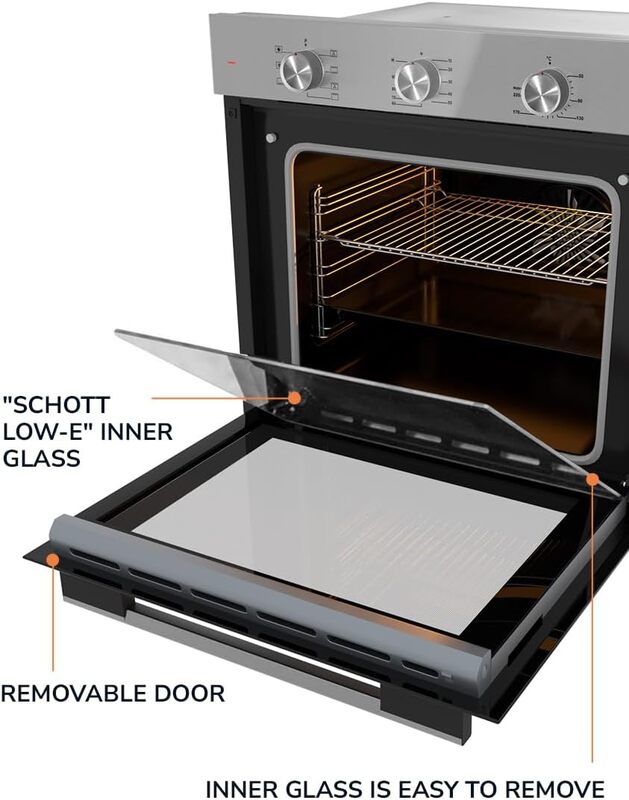 MILLEN Built In Electric Oven 7 Cooking Modes, 78L - 3 Year Warranty, SCHOTT Inner Glass, MEO 6001 IX