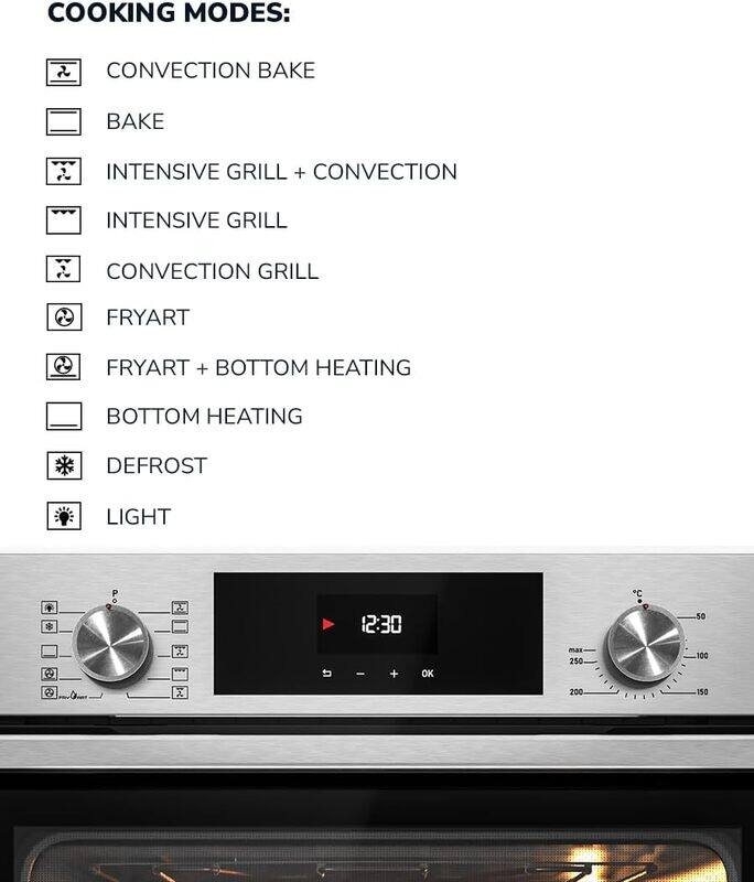 MILLEN Built In Electric Oven, 10 Cooking Modes, 73L - 3 Years Warranty, SCHOTT Inner Glass, MEO 6004 IX