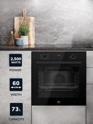 MILLEN MEO 6002 BB 73L Electric Oven - Energy Class A, 8 Cooking Modes, 60 cm, SCHOTT Double Glass Door, Glass finish, Mechanical and Touch Control with Timer, 3 Year Warranty
