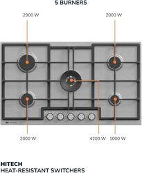 MILLEN MGH 9001 IX 90 cm Built-in 5 Burners Gas Cooktop - Stainless-Steel Finish, 12100 Watts, Mechanical and Electronic Ignition Control, 3 Year Warranty