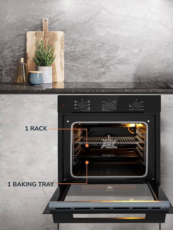 MILLEN Built In Electric Oven 7 Cooking Modes, 78L - 3 Year Warranty, SCHOTT Inner Glass, MEO 6001 BB