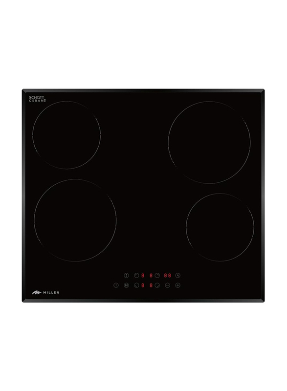 Millen 60cm 4-Burner Built-In Electric Hob, 6000W, MEH 601 BL, Black