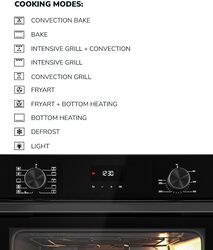 MILLEN MEO 6004 BB 73L Electric Oven - Energy Class A, 10 Cooking Modes, 60 cm, SCHOTT Double Glass Door, Black Glass finish, Mechanical and Touch Control with Timer, 3 Year Warranty