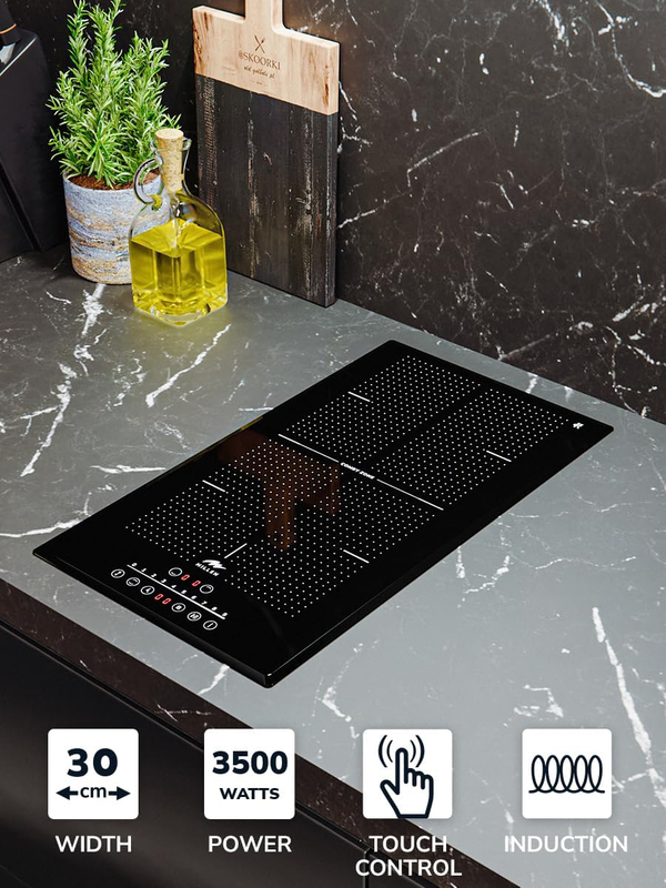 Millen 30cm 2-Burners Built-In Touch Control Induction Hob, 3500W, MIH 302 BL, Black