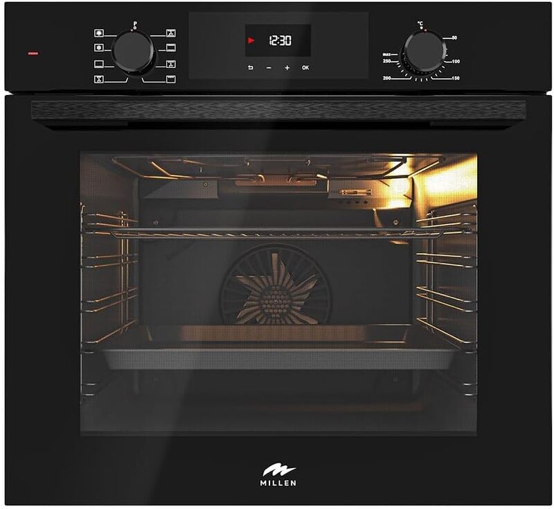 MILLEN MEO 6002 BB 73L Electric Oven - Energy Class A, 8 Cooking Modes, 60 cm, SCHOTT Double Glass Door, Glass finish, Mechanical and Touch Control with Timer, 3 Year Warranty