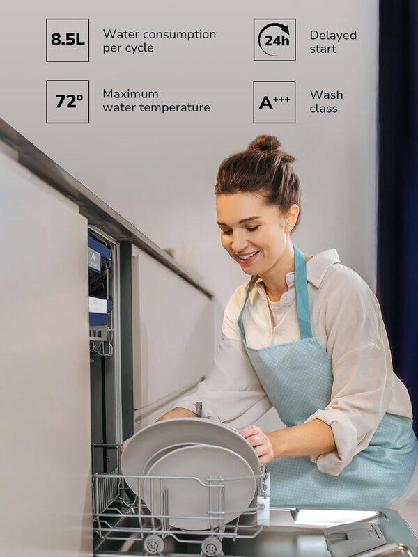 MILLEN Built-in Dishwasher 45cm - Compact and Efficient, Auto Open, Indicator,AquaStop, 3Y Warranty, MDW 45731