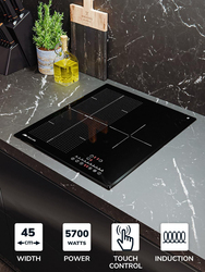 Millen 45cm 3-Burners Built-In Touch Control Induction Hob, 5700W, MIH 452 BL, Black