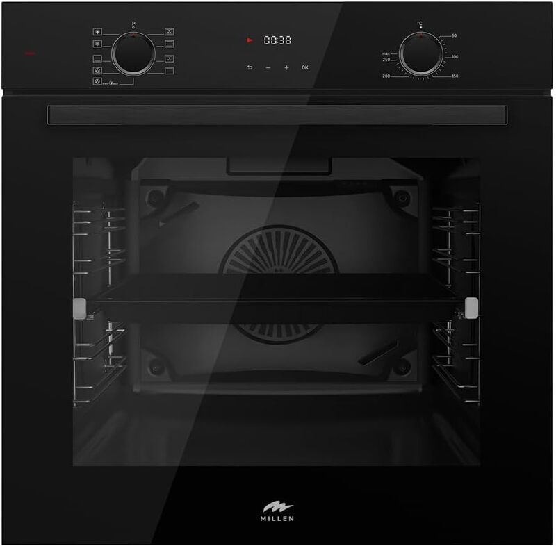 MILLEN MEO 6003 BB 78L Electric Oven - Energy Class A, 9 Cooking Modes, 60 cm, SCHOTT Double Glass Door, Glass finish, Mechanical and Touch Control with Timer, 3 Year Warranty