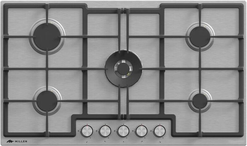 MILLEN MGH 9001 IX 90 cm Built-in 5 Burners Gas Cooktop - Stainless-Steel Finish, 12100 Watts, Mechanical and Electronic Ignition Control, 3 Year Warranty