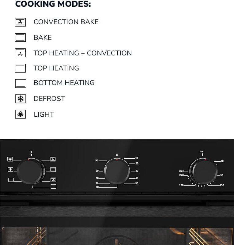 MILLEN Built In Electric Oven 7 Cooking Modes, 78L - 3 Year Warranty, SCHOTT Inner Glass, MEO 6001 BB