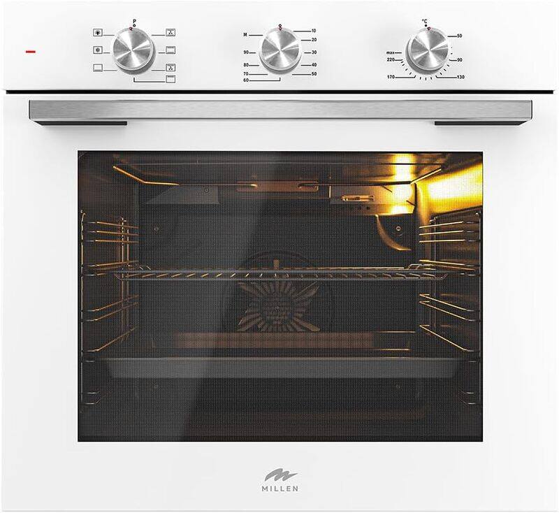 

MILLEN MEO 6001 WH 78L Electric Oven - Energy Class A, 60 cm, 7 Cooking Modes, SCHOTT Double Glass Door, Glass finish, Mechanical Control with Timer,