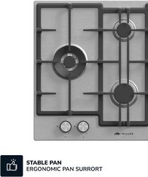 MILLEN MGH 6501 IX 65 cm Built-in 4 Burners Gas Hob - Stainless-Steel Finish, 9700 Watts, Mechanical and Electric Ignition Control, 3 Year Warranty
