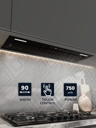 MILLEN 90 cm Buit in Range Hood 750 m3/h - MBKHG 902 BL, 3 Year Warranty