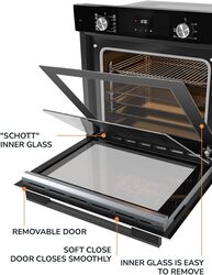 MILLEN Built In Electric Oven, 10 Cooking Modes, 73L - 3 Years Warranty, SCHOTT Inner Glass, MEO 6004 BL