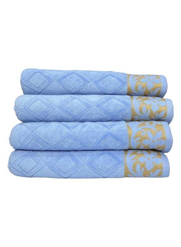 4-Piece Luxury Towel Set: GSM 500: 4 Bath Towels (BT-68 x137cm) 100% Cotton Soft and Highly Absorbent Quickly Dry Towels, Sky Blue Color