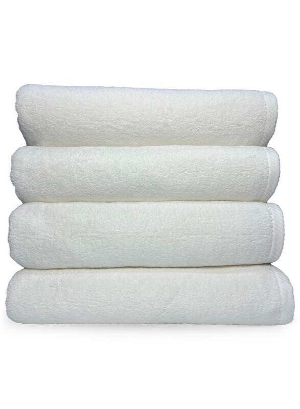 

My Cotton General Trading LLC Luxury Soft Bath Towel Set of Four Plain Cross Humming Border (71x142 cm)100% Cotton GSM 650 Natural Cotton (Pack of 4) Quickly Dry Hotel Quality Towe