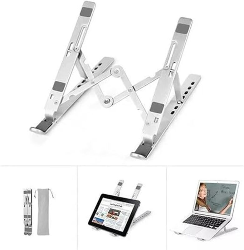 Portable Laptop Stand Adjustable Tablet Foldable Notebook Ventilated Cooling Stand for Tablets, Mobile Cell Phones Computers Support for Apple MacBook Pro/Air, HP, Sony, Dell