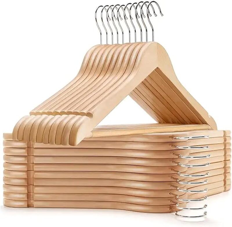 Wooden Hanger Pack of 30 Non Slip Cloth Hangers Smooth Finish Wooden Coat Premium Quality Coat hanger 360° Swivel Hook Hangers for Clothes Dress Suit and For Multipurpose Cloth Hangers