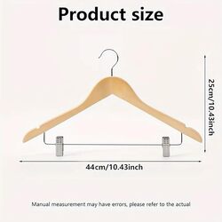 Wooden Suit Hangers 12 Pack with Adjustable Metal Clips Solid Wood Clothes Pants Hanger with Durable Natural Smooth Finish Premium Dress Coat, Jeans, Blouse, Jacket, Trousers, Skirts