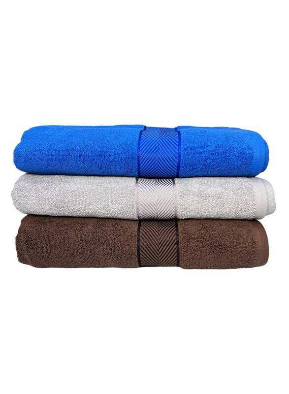 

My Cotton General Trading Llc Luxury Bath Towels Set of Three 100% Cotton GSM 600 Natural Cotton (3 Pack, 70 x 140 cm) Quickly Dry Highly Absorbent Hotel Quality Towel for Bathroom