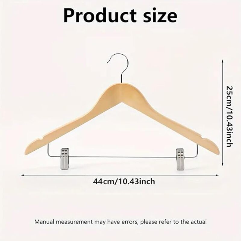 Wooden Suit Hangers 20 Pack with Adjustable Metal Clips Solid Wood Clothes Pants Hanger with Durable Natural Smooth Finish Premium Dress Coat, Jeans, Blouse, Jacket, Trousers, Skirts