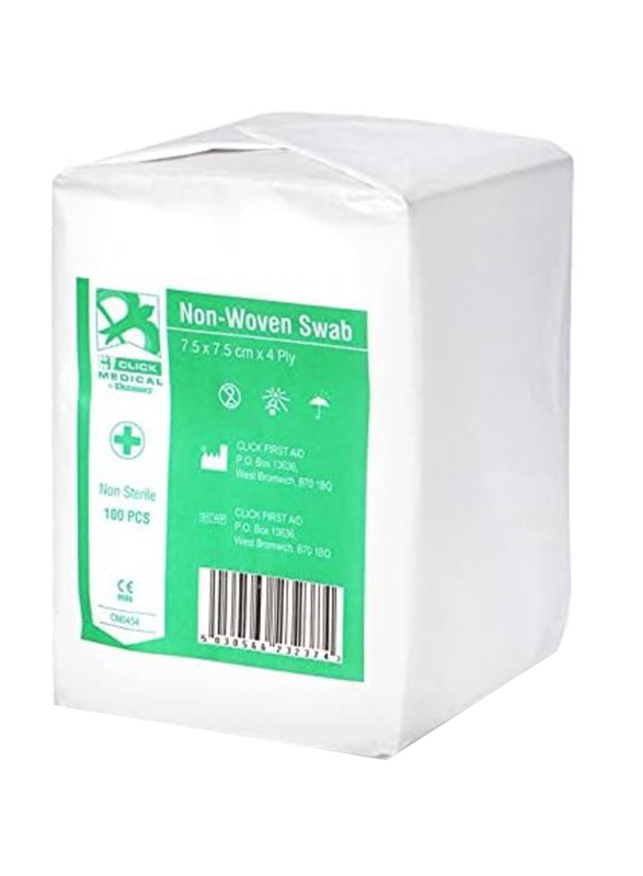 

Click Medical Non-Sterile Absorbent Gauze Swabs, 100 Pieces, White