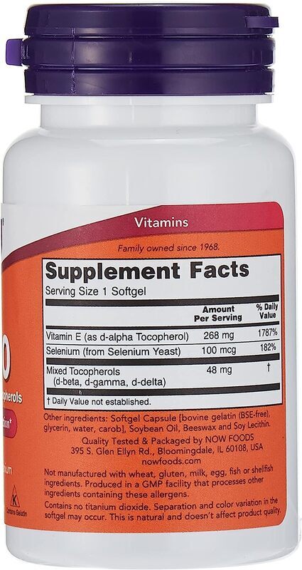 Now Natural E400 Dietary Supplements, 30 Softgels