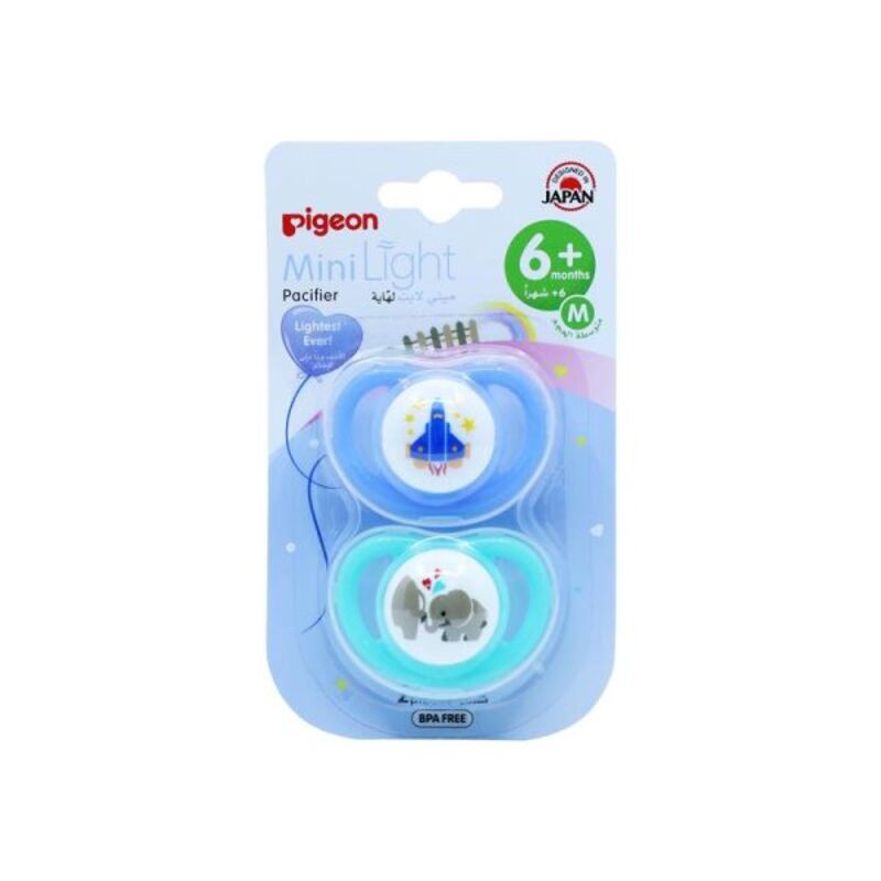 PIGEON MINILIGHT PACIFIER TWIN MEDIUM 6+ BOY ( 78260 )