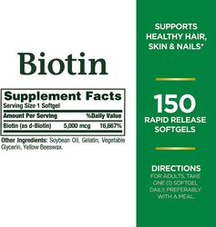 Nature's Bounty Biotin Softgels, 5000 Mcg