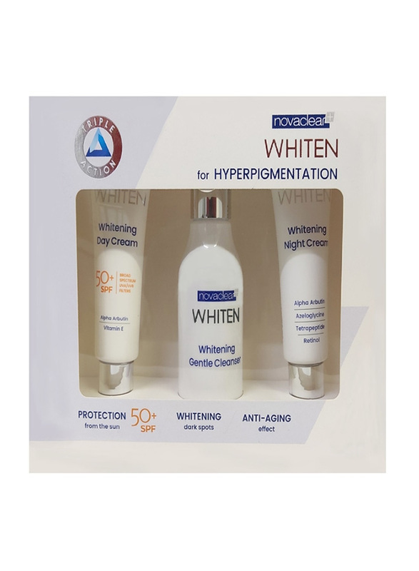 Novaclear Whiten Kit (Night Cream 50ml, Cleanser 150ml, Day Cream 50ml), 3 Pieces