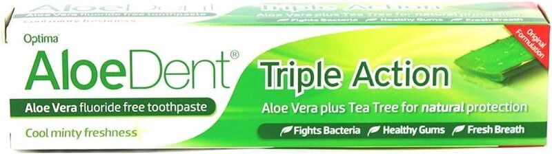 Aloedent Triple Action Fluoride Free Toothpaste, 100ml