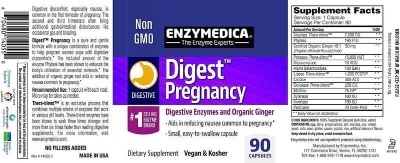 Enzymedica Digest Pregnancy Dietary Supplement, 90 Capsules