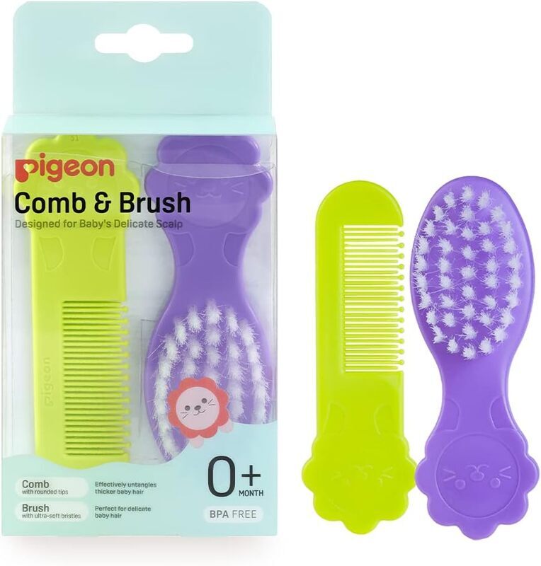 Pigeon 2-Piece Comb & Brush Set Ultra Soft & Gentle BPA Free