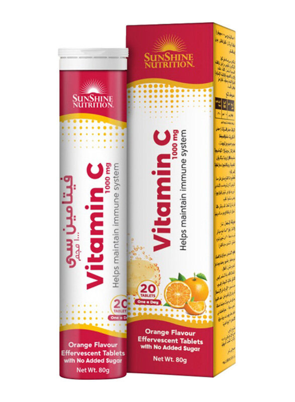 

Sunshine Nutrition Vitamin C Lemon Effervescent Tablets, 1000mg, 20 Tablets