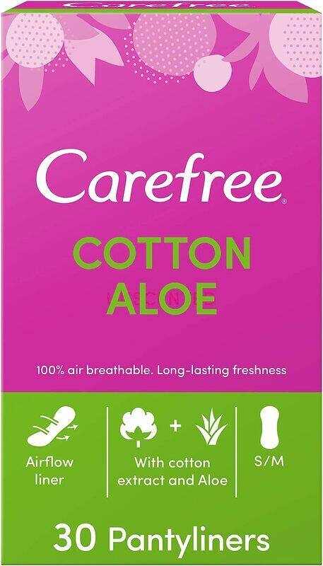 

Carefree Cotton Aloe Daily Panty Liners, 30 Pieces