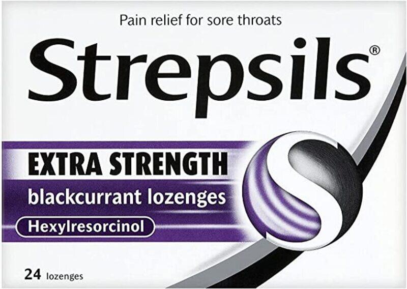

Strepsils Extra Strength Hexylresorcinal Blackcurrant Throat Pain Relief, 24 Lozenges