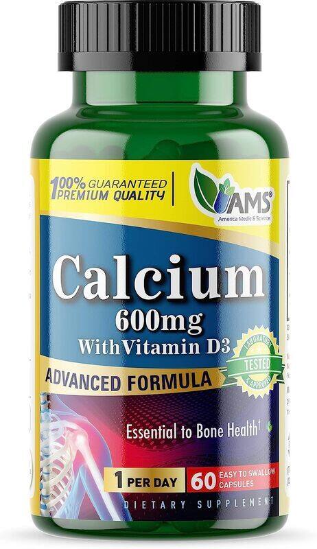 

Ams Calcium With Vitamin D3 Dietary Supplements, 600mg, 60 Capsules