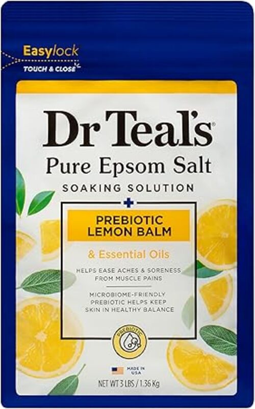 Dr Teals Epsom Salt Soaking Solution Prebiotic Lemon Balm 1.36Kg