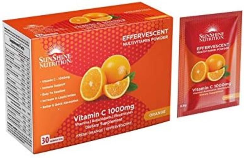 

Sunshine Nutrition Orange Vitamin C Powder, 1000mg, 30 Sachets