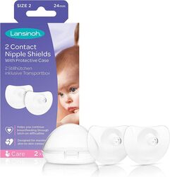 Lansinoh Contact Nipple Shields with Protective Case, Size 2, 24mm, 2 Pieces, Clear