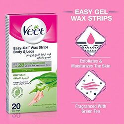 Veet Hair Removal Cold Wax Strips for Dry Skin, 20 Pieces