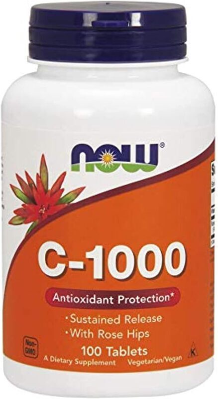 Now Foods C-1000 Vitamin C Tablets with Rose Hips, 100 Tablets