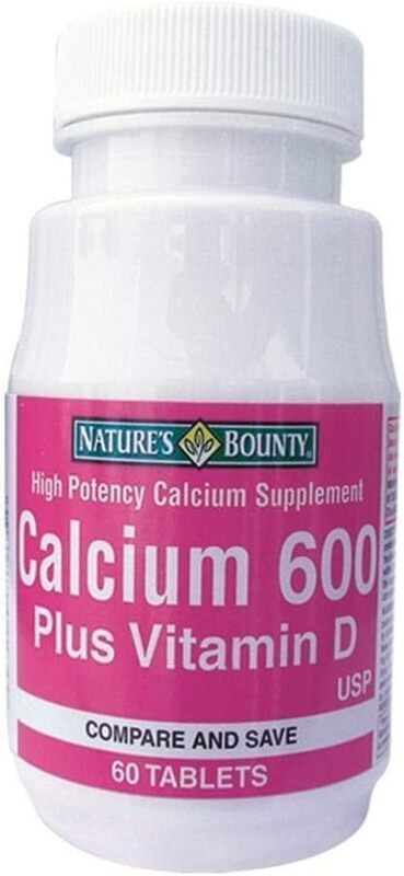 Nature's Bounty Calcium 600 Plus Vitamin D Tablets, 60 Tablets