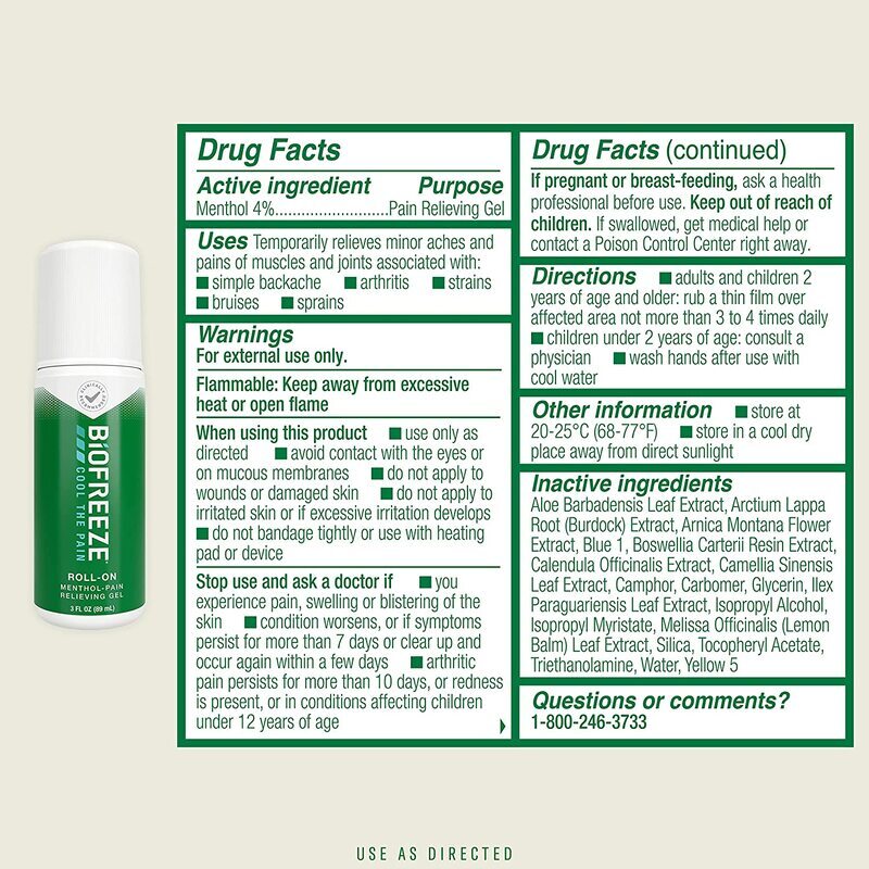 Biofreeze Pain Relieving Roll-On, 89ml