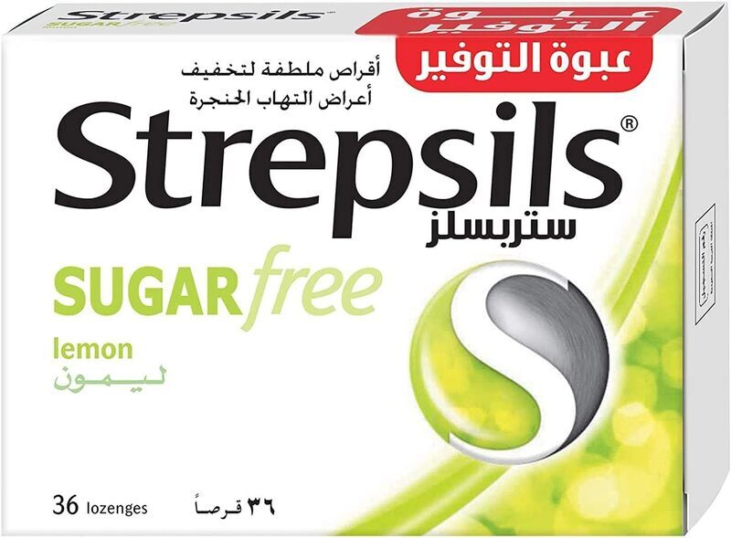 Strepsils Lemon Sugar Free Sore Throat Relief, 36 Lozenges