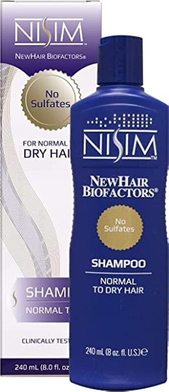 Nisim NewHair BioFactors Shampoo for Normal to Dry Hair Deep Cleaning Shampoo That Controls Excessive Hair Loss, 240ml