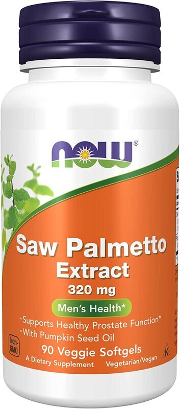 Now Foods Saw Palmetto Extract Pumpkin Seed Oil Dietary Supplement, 320mg, 90 Veggie Softgels