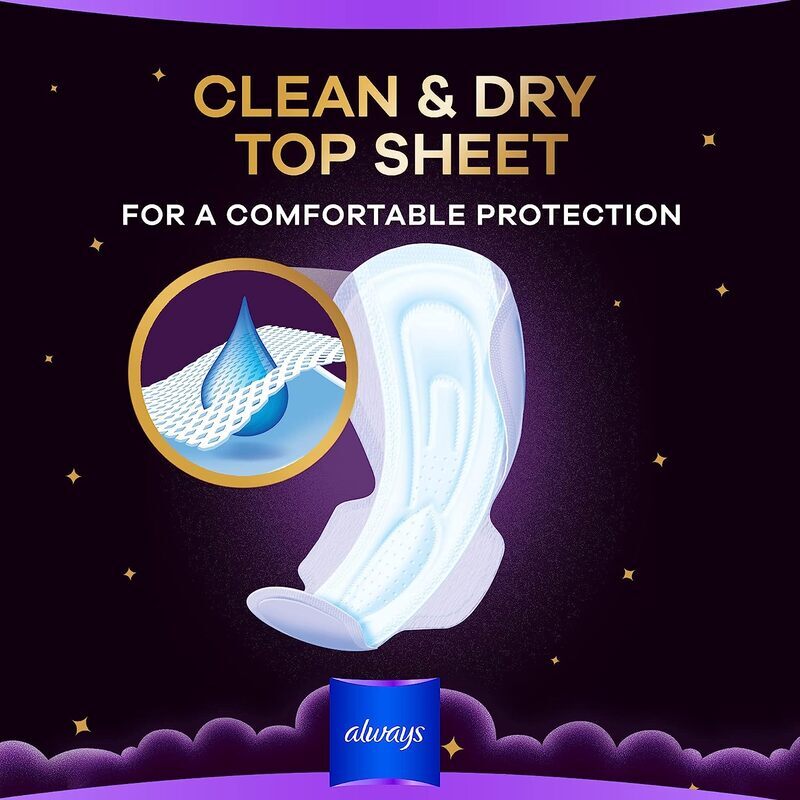 Always Dreamzz Pad Clean & Dry Maxi Thick Night Long with Wings, 7pcs, 1g