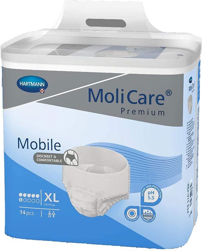 Molicare Premium Mobile Adults 6 Drops Pull-up Protective Pants, X-Large, 14 Pieces